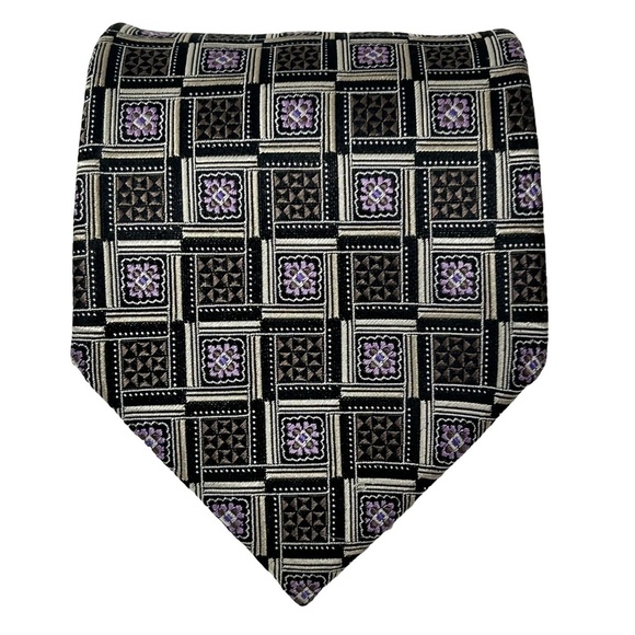 Ermengildo Zegna Luxury Necktie Tie 100% Silk Vintage Gold Tones Orchid Flawless - Picture 3 of 10